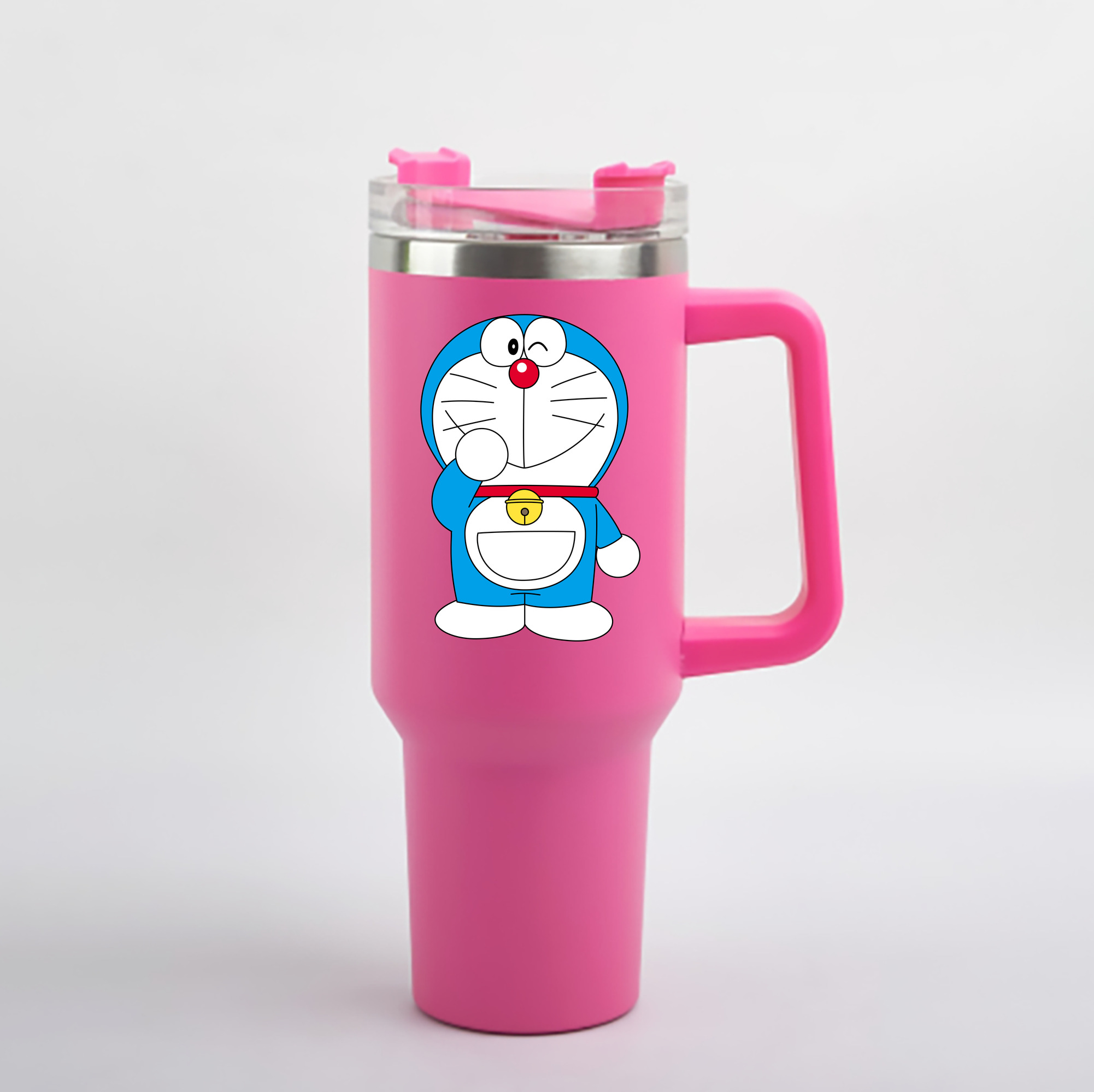 （画像用） ドラえもん Doraemon 1200mL車用タンブラー - クリスタルステッカー（プラスチックストロー付き）